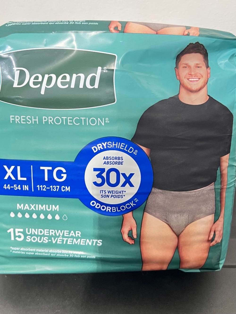 DEPEND Male Men's Adult Incontinence Underwear XL